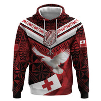 Custom Tonga XIII Rugby Tribal Tattoo Hoodie Mate Ma'a Tonga Kupesi Ngatu Grunge Style LT9 Pullover Hoodie Red - Polynesian Pride