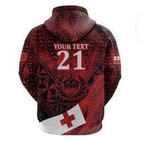Custom Tonga XIII Rugby Tribal Tattoo Hoodie Mate Ma'a Tonga Kupesi Ngatu Grunge Style LT9 - Polynesian Pride