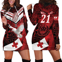 Custom Tonga XIII Rugby Tribal Tattoo Hoodie Dress Mate Ma'a Tonga Kupesi Ngatu Grunge Style LT9 - Polynesian Pride