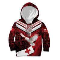 Custom Tonga XIII Rugby Tribal Tattoo Kid Hoodie Mate Ma'a Tonga Kupesi Ngatu Grunge Style LT9 Hoodie Red - Polynesian Pride