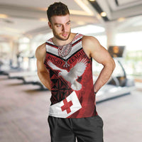 Custom Tonga XIII Rugby Tribal Tattoo Men Tank Top Mate Ma'a Tonga Kupesi Ngatu Grunge Style LT9 Red - Polynesian Pride