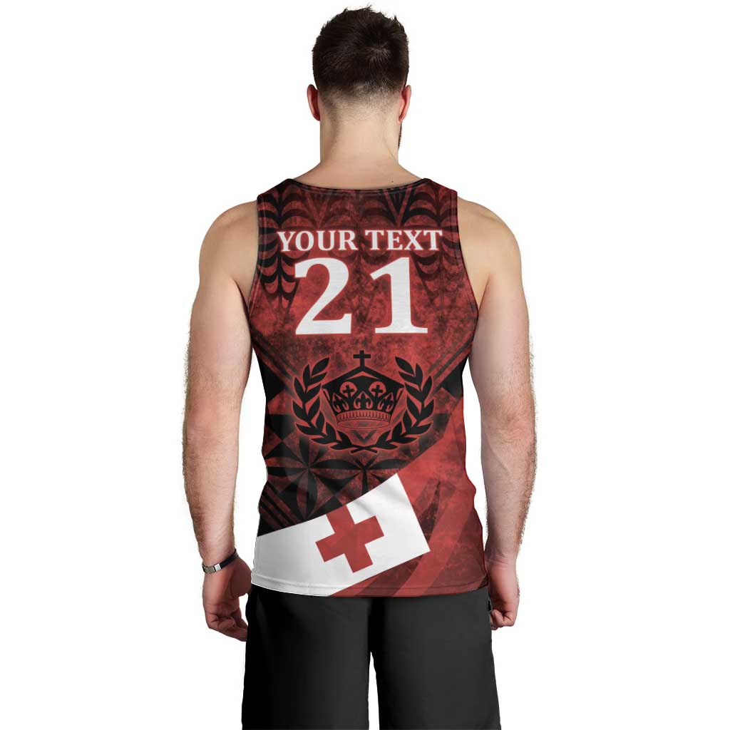 Custom Tonga XIII Rugby Tribal Tattoo Men Tank Top Mate Ma'a Tonga Kupesi Ngatu Grunge Style LT9 - Polynesian Pride