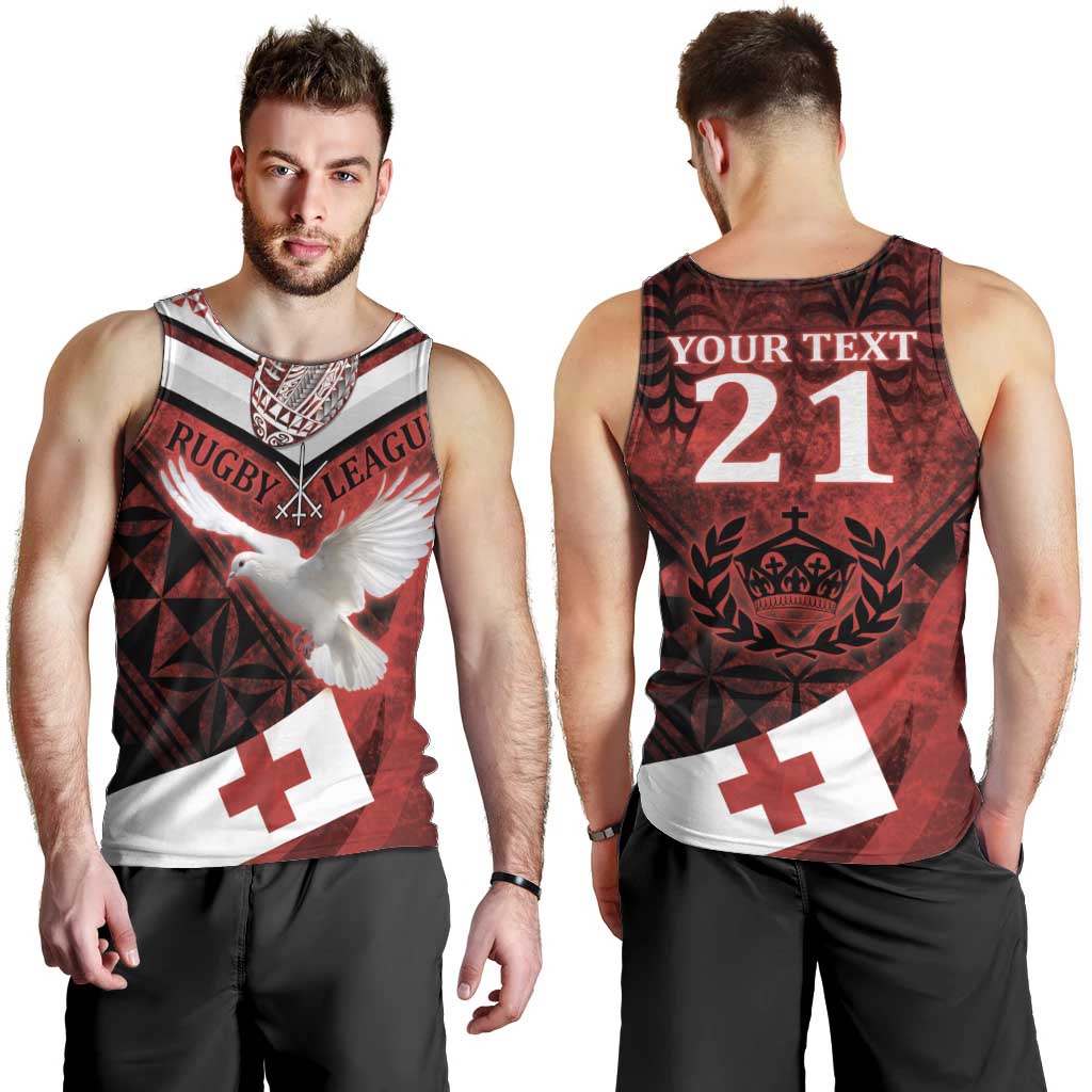 Custom Tonga XIII Rugby Tribal Tattoo Men Tank Top Mate Ma'a Tonga Kupesi Ngatu Grunge Style LT9 - Polynesian Pride