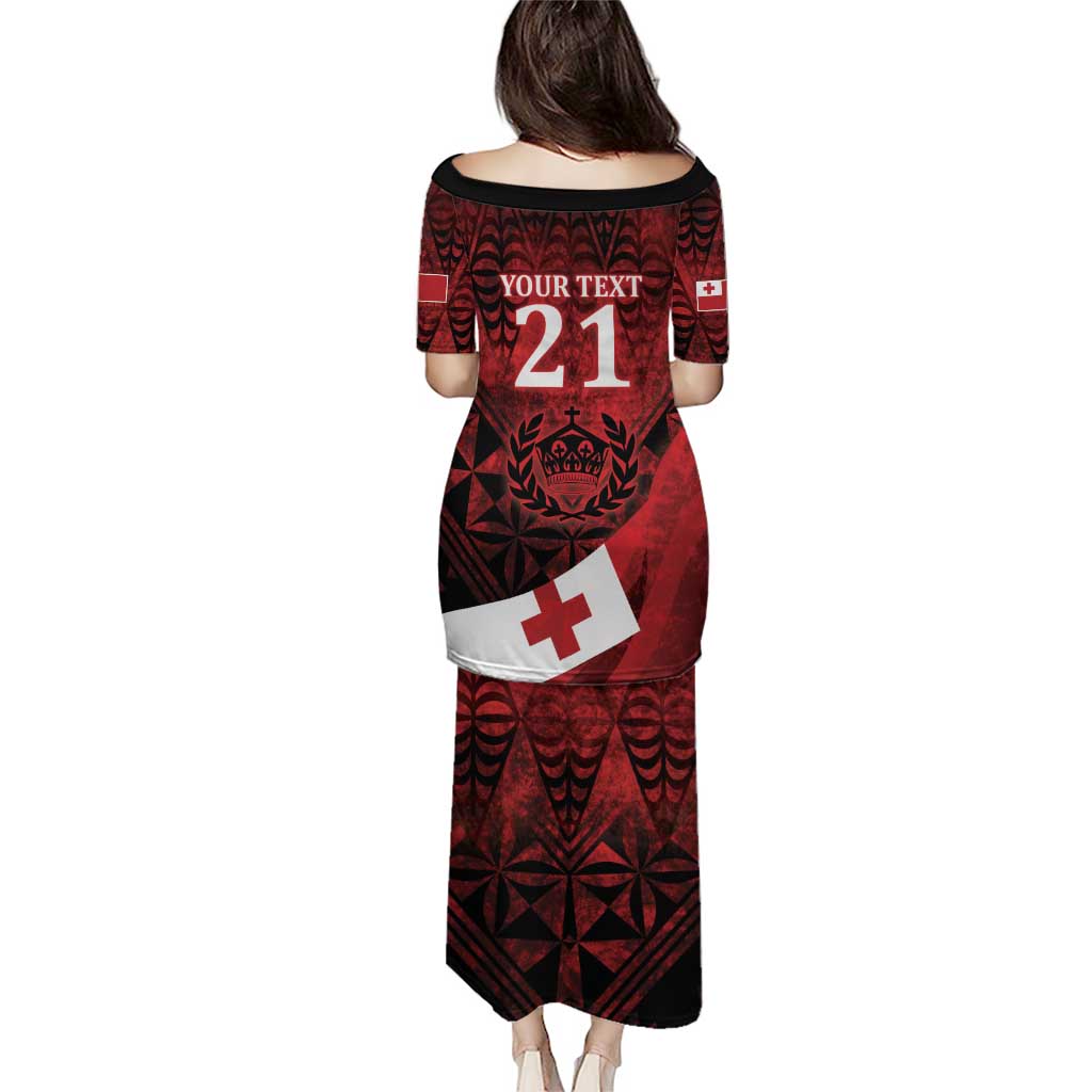 Custom Tonga XIII Rugby Tribal Tattoo Puletasi Mate Ma'a Tonga Kupesi Ngatu Grunge Style LT9 - Polynesian Pride