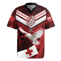 Custom Tonga XIII Rugby Tribal Tattoo Rugby Jersey Mate Ma'a Tonga Kupesi Ngatu Grunge Style LT9 Red - Polynesian Pride