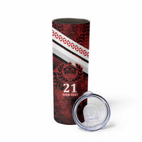 Custom Tonga XIII Rugby Tribal Tattoo Skinny Tumbler Mate Ma'a Tonga Kupesi Ngatu Grunge Style LT9 - Polynesian Pride