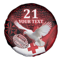 Custom Tonga XIII Rugby Tribal Tattoo Spare Tire Cover Mate Ma'a Tonga Kupesi Ngatu Grunge Style LT9 - Polynesian Pride