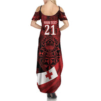 Custom Tonga XIII Rugby Tribal Tattoo Summer Maxi Dress Mate Ma'a Tonga Kupesi Ngatu Grunge Style LT9 - Polynesian Pride