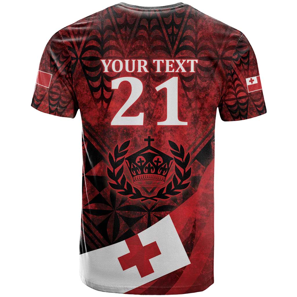 Custom Tonga XIII Rugby Tribal Tattoo T Shirt Mate Ma'a Tonga Kupesi Ngatu Grunge Style LT9 - Polynesian Pride