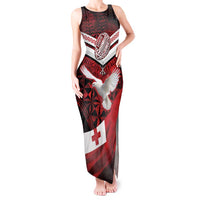 Custom Tonga XIII Rugby Tribal Tattoo Tank Maxi Dress Mate Ma'a Tonga Kupesi Ngatu Grunge Style LT9 Women Red - Polynesian Pride