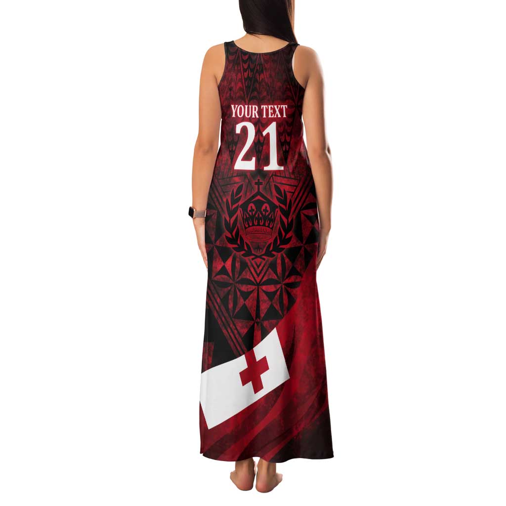 Custom Tonga XIII Rugby Tribal Tattoo Tank Maxi Dress Mate Ma'a Tonga Kupesi Ngatu Grunge Style LT9 - Polynesian Pride