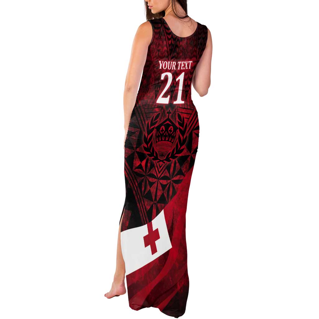 Custom Tonga XIII Rugby Tribal Tattoo Tank Maxi Dress Mate Ma'a Tonga Kupesi Ngatu Grunge Style LT9 - Polynesian Pride
