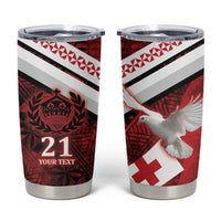 Custom Tonga XIII Rugby Tribal Tattoo Tumbler Cup Mate Ma'a Tonga Kupesi Ngatu Grunge Style LT9 Red - Polynesian Pride