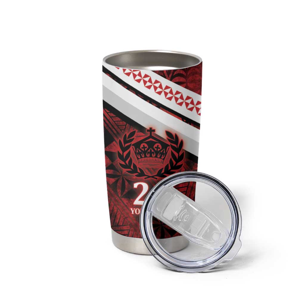 Custom Tonga XIII Rugby Tribal Tattoo Tumbler Cup Mate Ma'a Tonga Kupesi Ngatu Grunge Style LT9 - Polynesian Pride