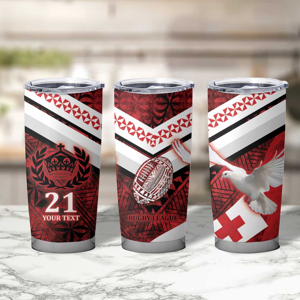 Custom Tonga XIII Rugby Tribal Tattoo Tumbler Cup Mate Ma'a Tonga Kupesi Ngatu Grunge Style LT9 - Polynesian Pride