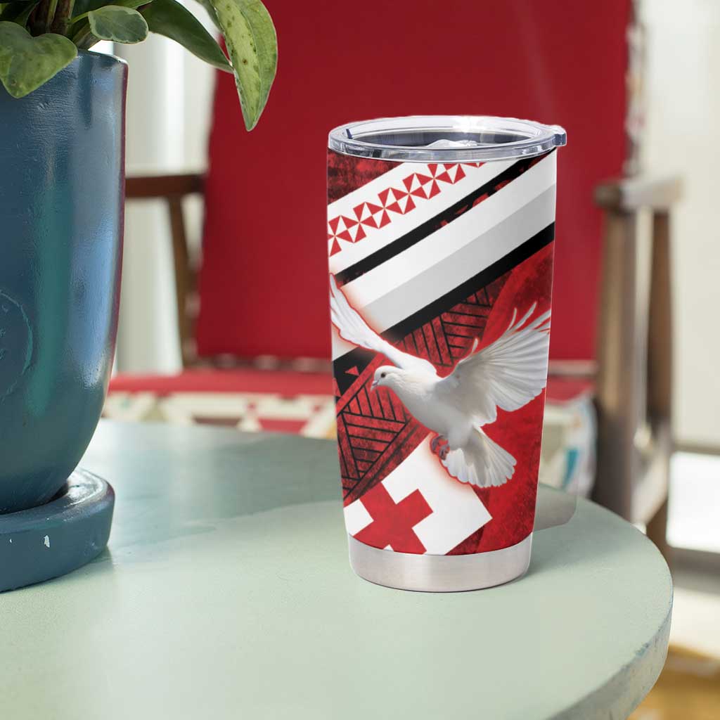 Custom Tonga XIII Rugby Tribal Tattoo Tumbler Cup Mate Ma'a Tonga Kupesi Ngatu Grunge Style LT9 - Polynesian Pride