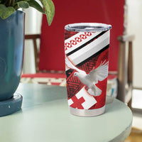 Custom Tonga XIII Rugby Tribal Tattoo Tumbler Cup Mate Ma'a Tonga Kupesi Ngatu Grunge Style LT9 - Polynesian Pride