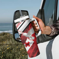Custom Tonga XIII Rugby Tribal Tattoo Tumbler With Handle Mate Ma'a Tonga Kupesi Ngatu Grunge Style LT9 - Polynesian Pride