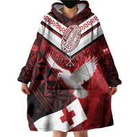 Custom Tonga XIII Rugby Tribal Tattoo Wearable Blanket Hoodie Mate Ma'a Tonga Kupesi Ngatu Grunge Style LT9 - Polynesian Pride