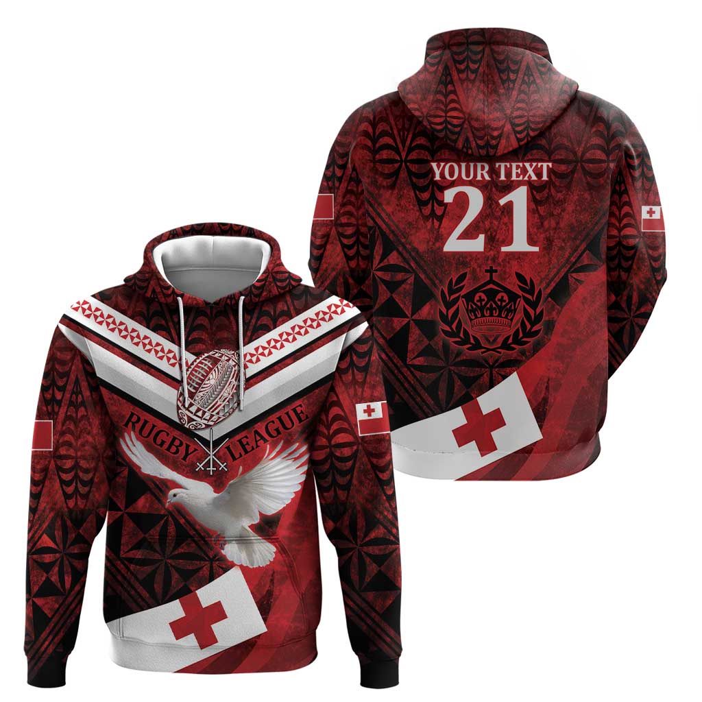 Tonga XIII Rugby Tribal Tattoo Zip Hoodie - Mate Ma'a Tonga Kupesi Ngatu Grunge Style LT9 - Polynesian Pride