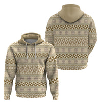 Pasifika Sataoa Pattern Simple Motif Zip Hoodie Beige Tan LT9 - Polynesian Pride