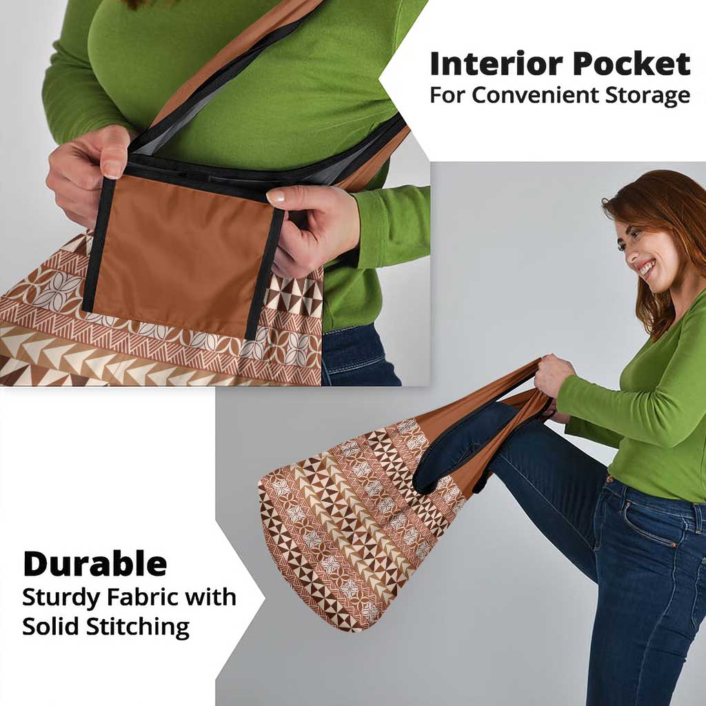 Pasifika Sataoa Pattern Simple Motif Grocery Bag Brown Beige Tan