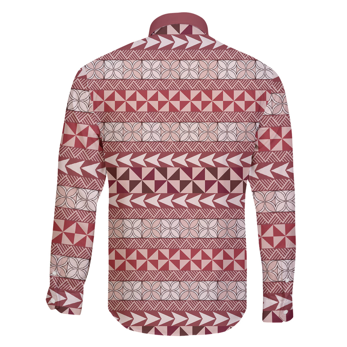 Pasifika Sataoa Pattern Simple Motif Family Matching Long Sleeve Bodycon Dress and Hawaiian Shirt Cherry LT9 - Polynesian Pride