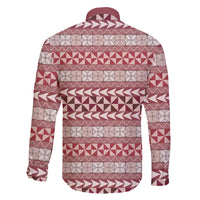 Pasifika Sataoa Pattern Simple Motif Family Matching Off Shoulder Short Dress and Hawaiian Shirt Cherry LT9 - Polynesian Pride