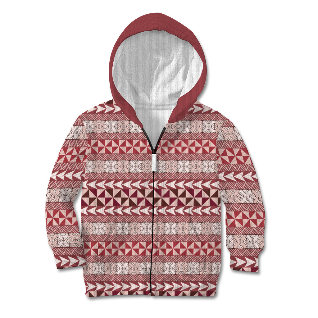 Pasifika Sataoa Pattern Simple Motif Kid Hoodie Cherry LT9 Zip Hoodie Cherry - Polynesian Pride