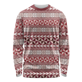 Pasifika Sataoa Pattern Simple Motif Long Sleeve Shirt Cherry LT9 - Unisex / S / Cherry