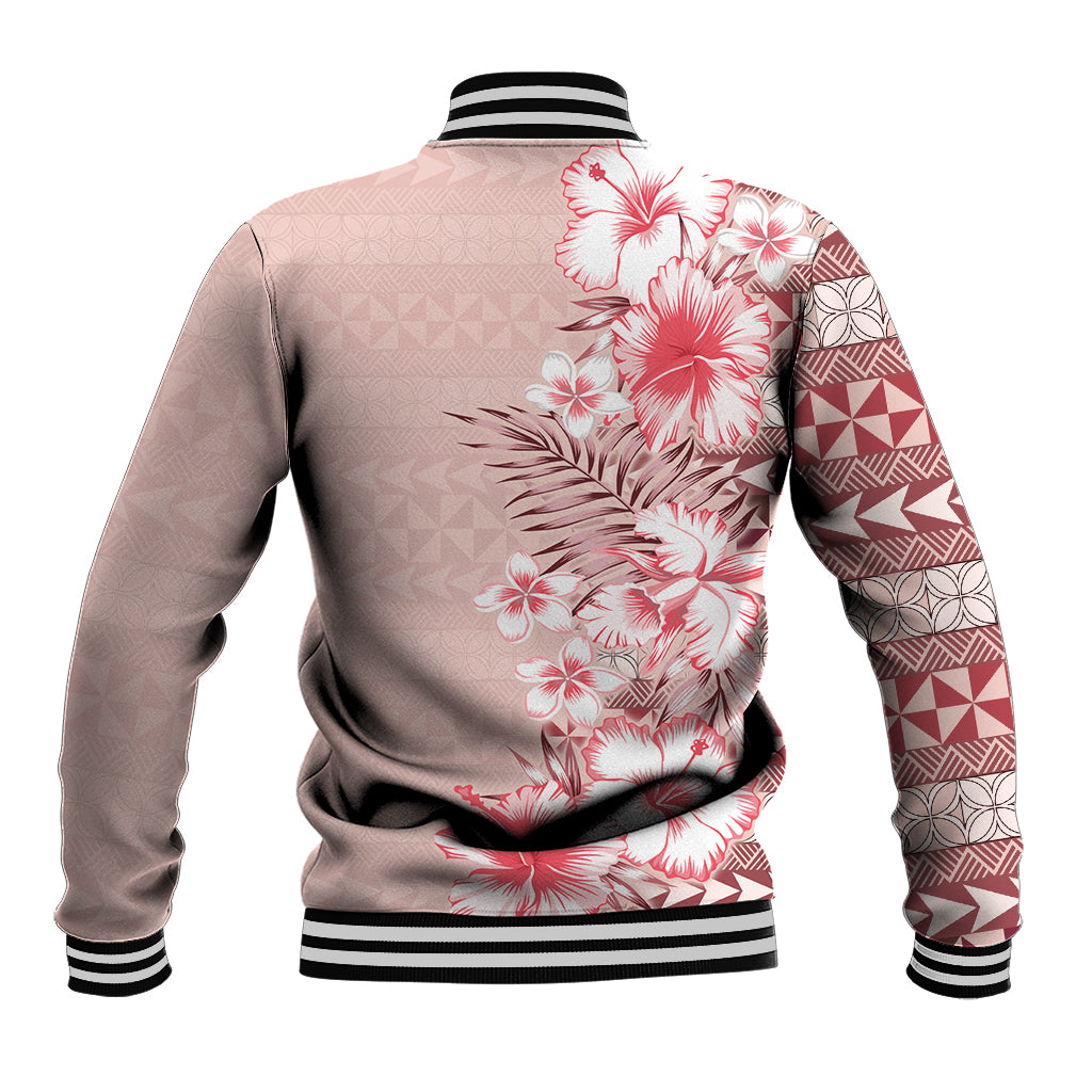 Pasifika Sataoa Pattern Plumeria Vintage Baseball Jacket Cherry LT9 - Polynesian Pride