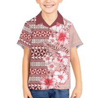 Pasifika Sataoa Pattern Plumeria Vintage Family Matching Puletasi and Hawaiian Shirt Cherry LT9 Son's Shirt Cherry - Polynesian Pride