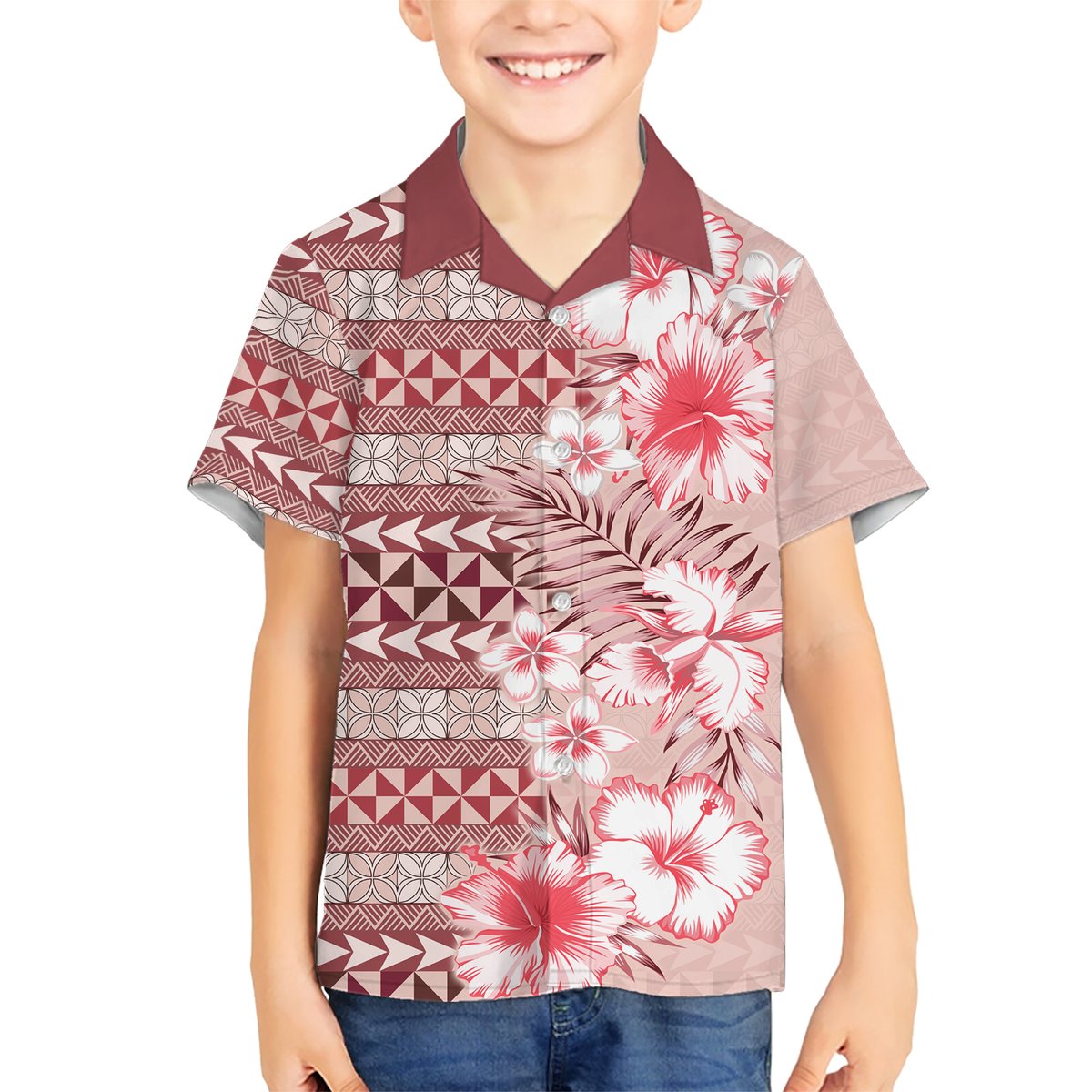 Pasifika Sataoa Pattern Plumeria Vintage Hawaiian Shirt Cherry LT9 - Polynesian Pride