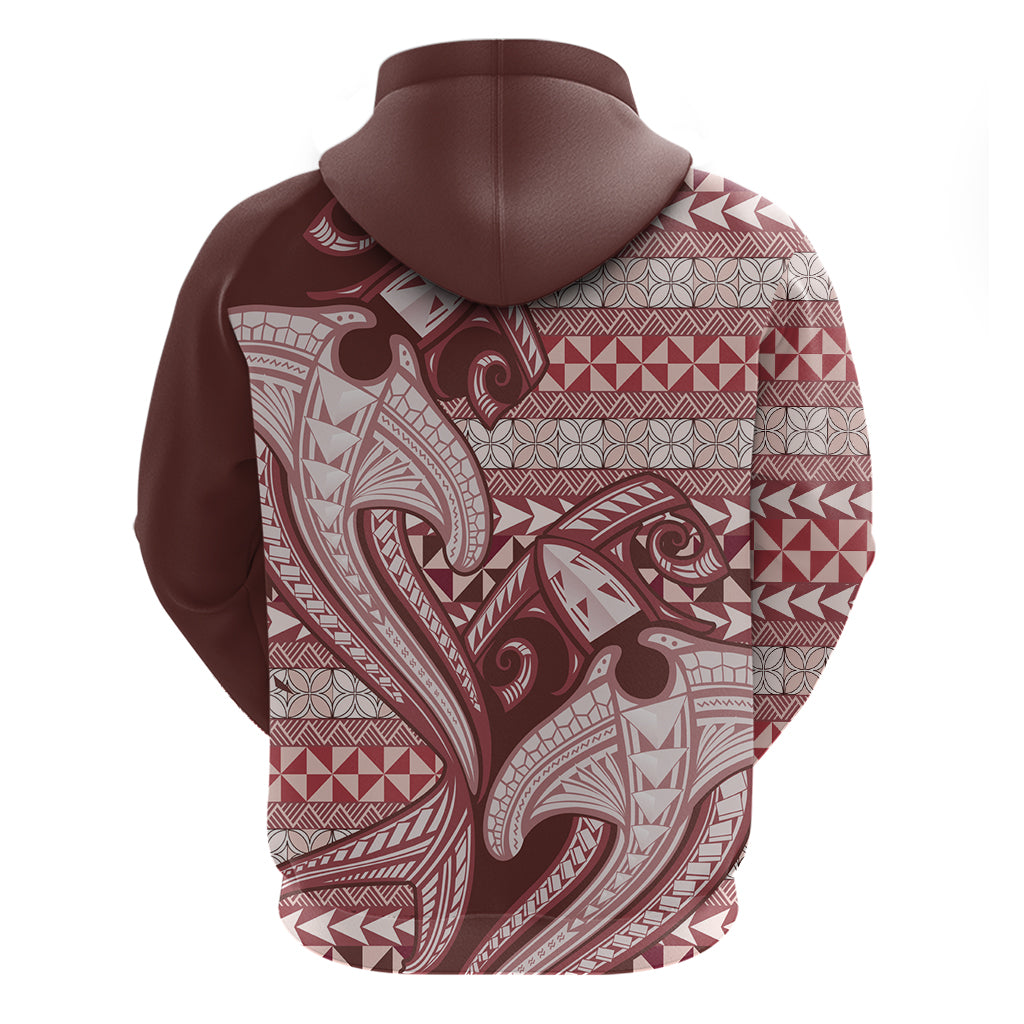 Vintage Hammerhead Shark Valentine Day Hoodie Pasifika Sataoa Pattern - Cherry LT9 - Polynesian Pride