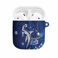 Personalized Hawaiian Maori Hammerhead Shark AirPods Case Polu Plumeria - Polynesian Pride