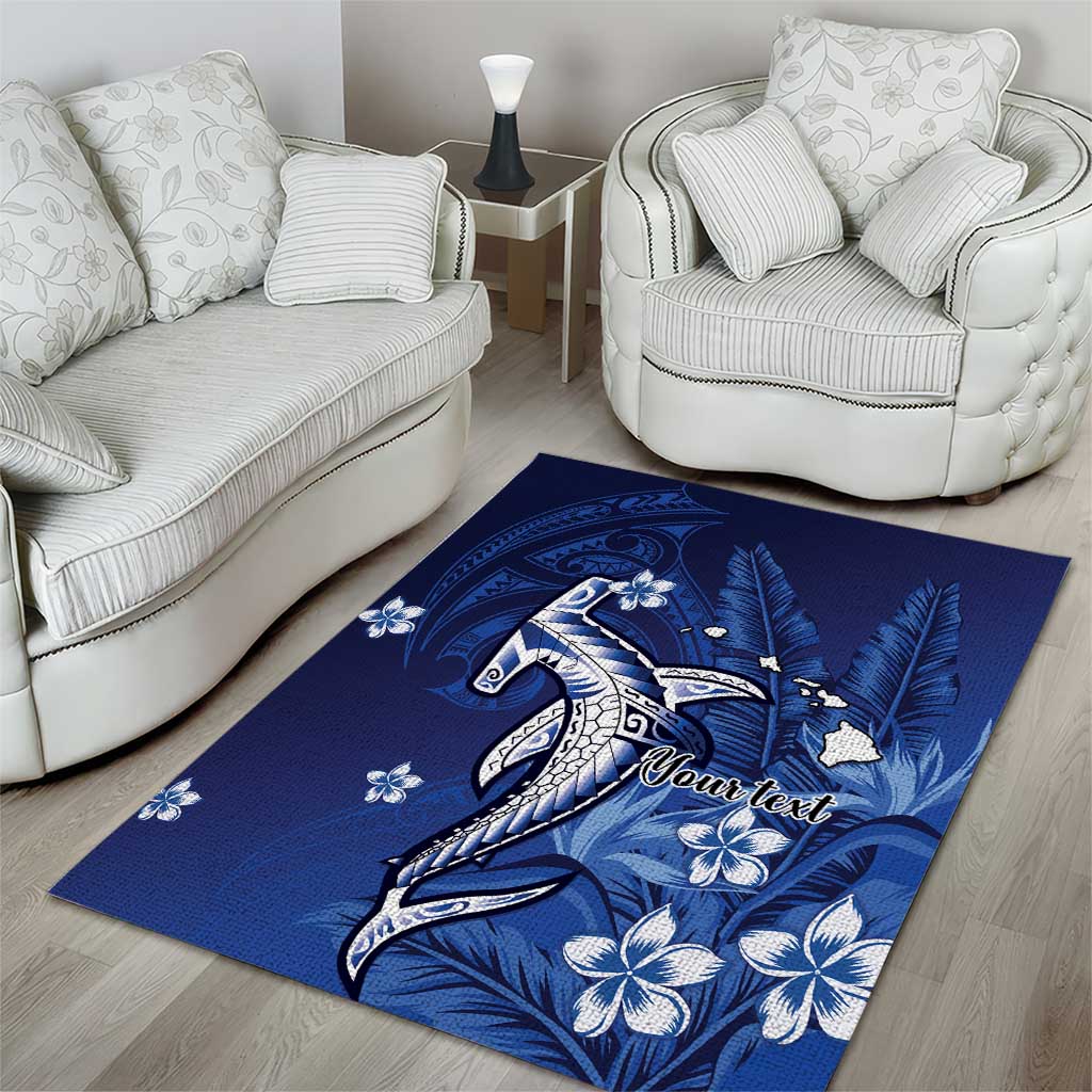 Personalized Hawaiian Maori Hammerhead Shark Area Rug Polu Plumeria - Polynesian Pride