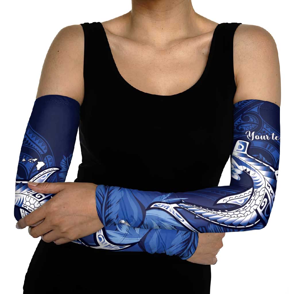 Personalized Hawaiian Maori Hammerhead Shark Arm Sleeves Polu Plumeria - Polynesian Pride