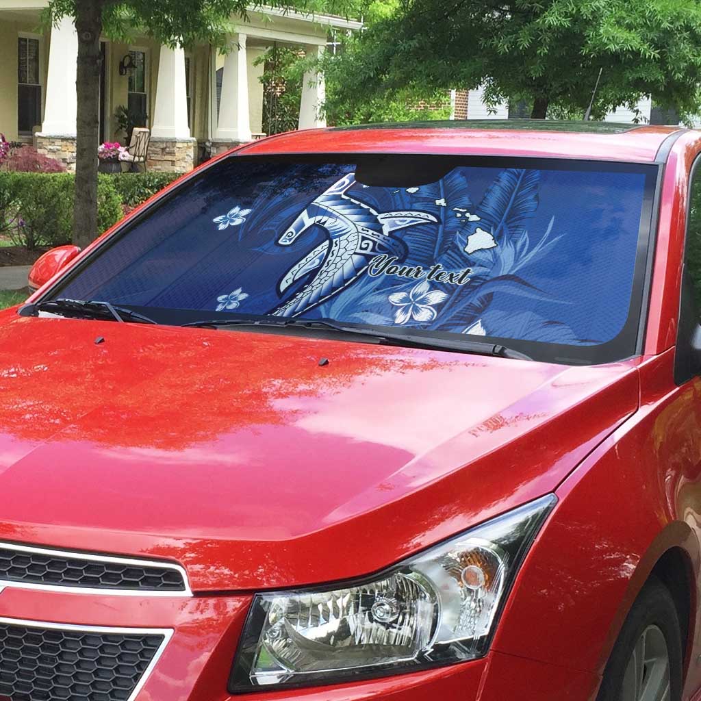 Personalized Hawaiian Maori Hammerhead Shark Auto Sun Shade Polu Plumeria - Polynesian Pride