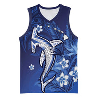 Personalized Hawaiian Maori Hammerhead Shark Basketball Jersey Polu Plumeria LT9 Unisex Blue - Polynesian Pride