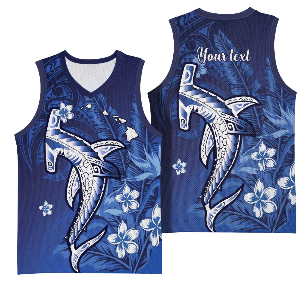 Personalized Hawaiian Maori Hammerhead Shark Basketball Jersey Polu Plumeria LT9 - Polynesian Pride