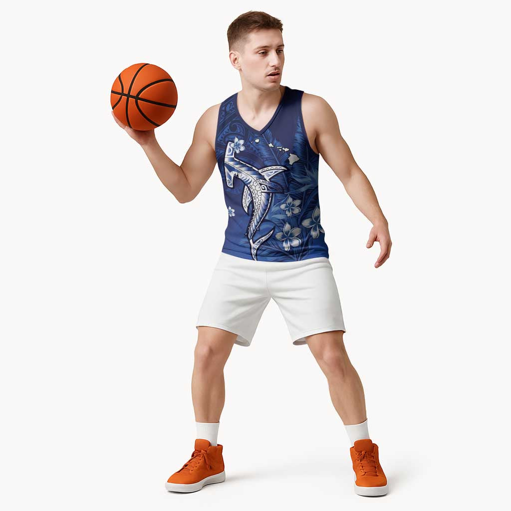 Personalized Hawaiian Maori Hammerhead Shark Basketball Jersey Polu Plumeria LT9 - Polynesian Pride