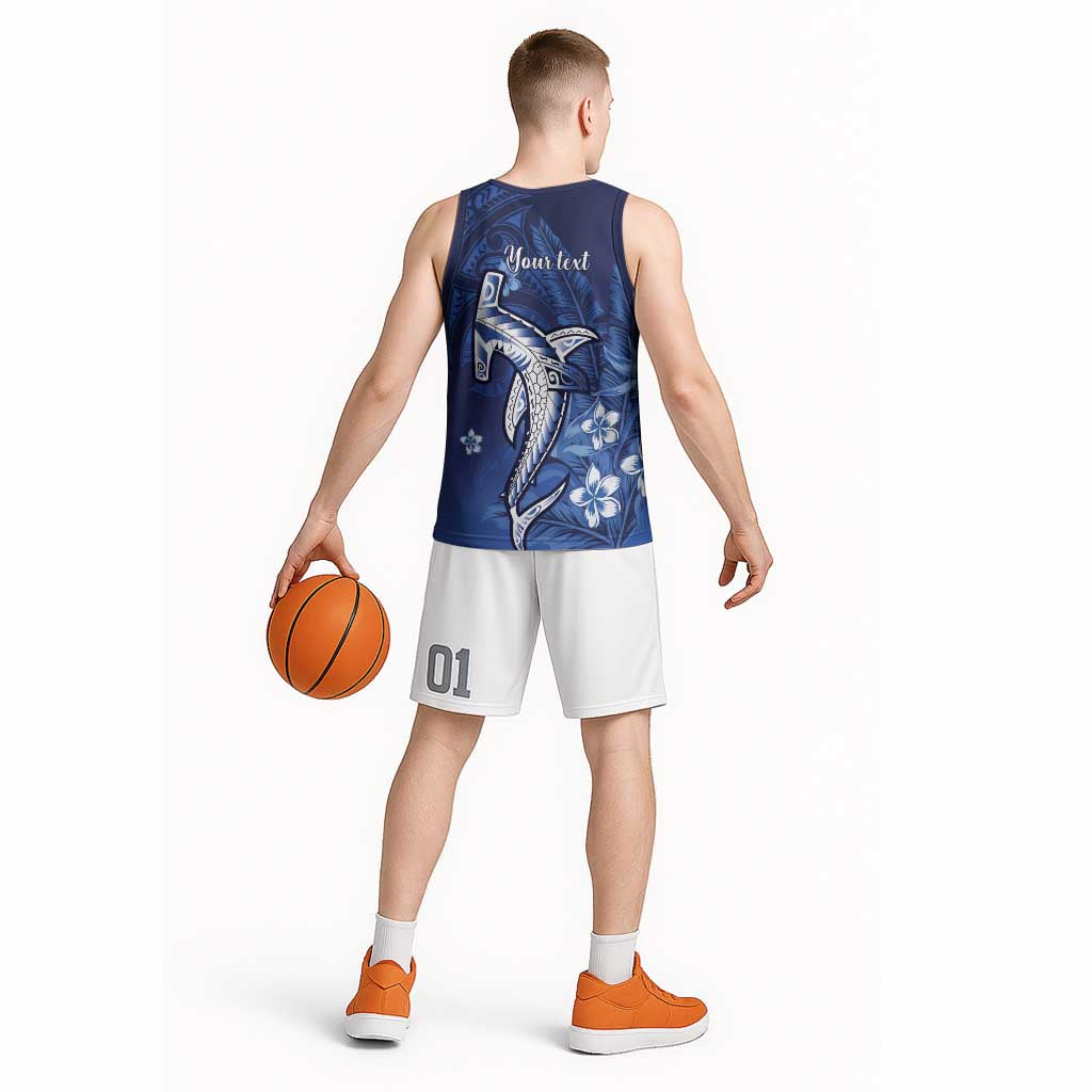 Personalized Hawaiian Maori Hammerhead Shark Basketball Jersey Polu Plumeria LT9 - Polynesian Pride