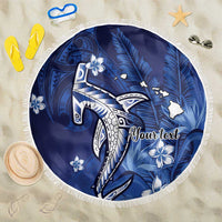 Personalized Hawaiian Maori Hammerhead Shark Beach Blanket Polu Plumeria - Polynesian Pride