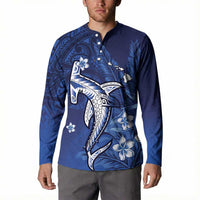 Personalized Hawaiian Maori Hammerhead Shark Button Sweatshirt Polu Plumeria - Polynesian Pride