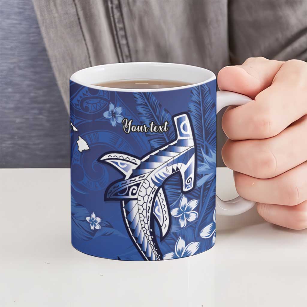 Personalized Hawaiian Maori Hammerhead Shark Ceramic Mug Polu Plumeria - Polynesian Pride