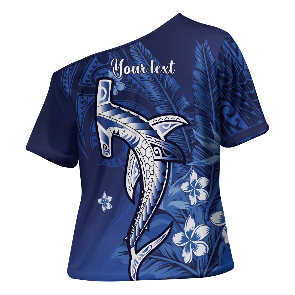 Personalized Hawaiian Maori Hammerhead Shark Cross Shoulder Shirt Polu Plumeria LT9 - Polynesian Pride