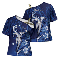 Personalized Hawaiian Maori Hammerhead Shark Cross Shoulder Shirt Polu Plumeria LT9 - Polynesian Pride