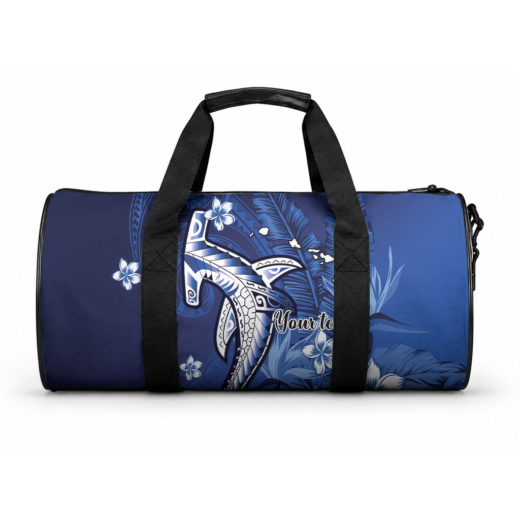 Personalized Hawaiian Maori Hammerhead Shark Duffle Bag Polu Plumeria LT9 One size Blue - Polynesian Pride