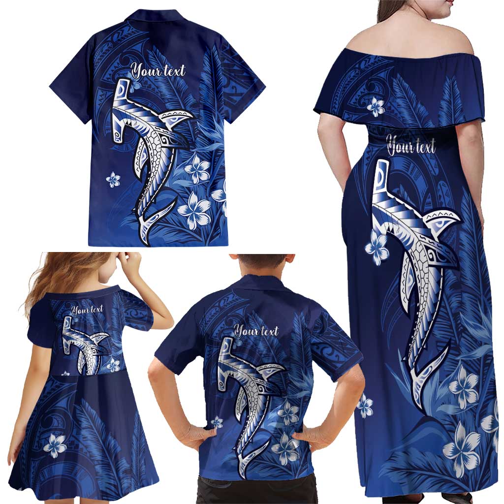 Personalized Hawaiian Maori Hammerhead Shark Family Matching Off Shoulder Maxi Dress and Hawaiian Shirt Polu Plumeria LT9 - Polynesian Pride