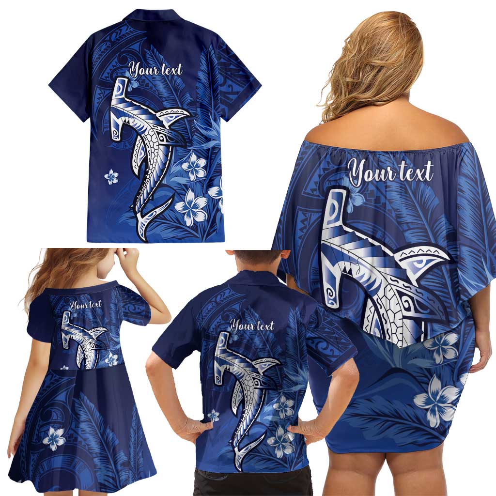 Personalized Hawaiian Maori Hammerhead Shark Family Matching Off Shoulder Short Dress and Hawaiian Shirt Polu Plumeria LT9 - Polynesian Pride